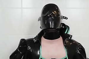 Spitting fun with latex fogginess and costume - Saliva fad on shiny rubber clothing (TRAILER)