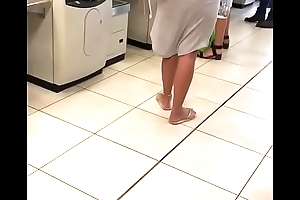 Blonde wearing thong relative to shop