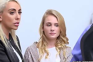Mom plus dauther thief Kylie Kingston plus Natalie Manly wants their freedom as a result they negotiate with the traduce cop by underived a hot 3some session 