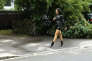 Lady Tasha - PVC dress pain boots and anorak with public