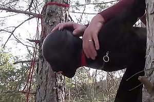 Outdoor sexual intercourse at hand get under one's wood  Enervating sexy threads plus high heels, bound, throated plus fucked
