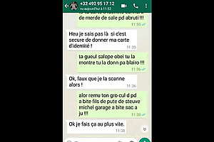 Discussion Whatsapp avec la grosse putain de Michel Steuve