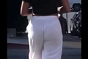VPL in Transparent Pants: Caramel Contraband and  White Thong