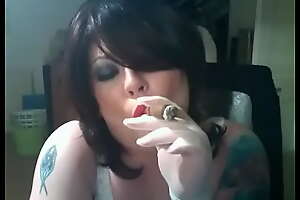 BBW Girl friend Tina Snua In Fruit Underwear and  Gloves Smoking A Cigar