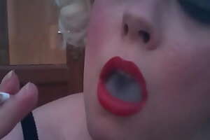 Blonde BBW Tina Snua Smokes A 120 Cigarette In Retro Underthings