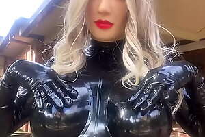 Living Rubber Doll Playing relative to Big Latex Boobs